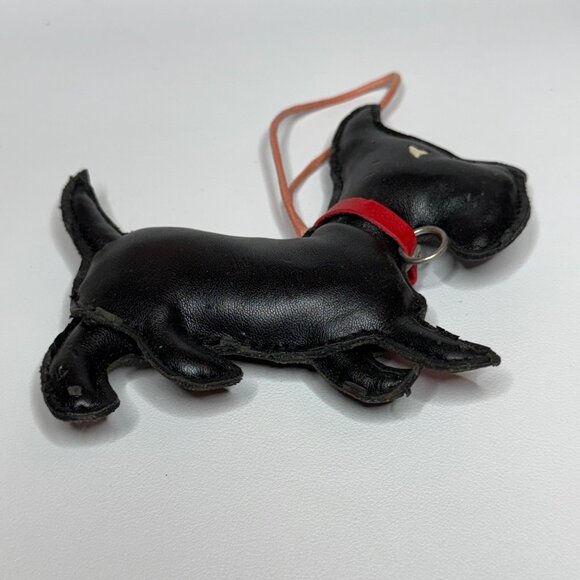 Black Faux-Leather Scottie Dog Scottish Terrier Christmas Ornament - Picture 4 of 6